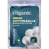 Cliganic Super Jumbo Cotton Balls (200 Count) - Hypoallergenic, Absorbent, Large Size, 100% Pure