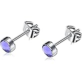 FACOKO G23 Titanium Studs Earrings Hypoallergenic Earrings Women Stud Earrings Nickel Free Dainty Earrings for Sensitive Ears 3mm/4mm/5mm Stone Size Options