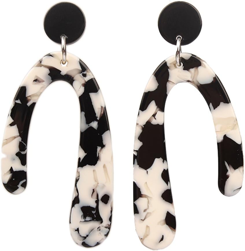 MIZUKAGAMI Tortoise ROFE Earrings 2.36" x 1.18" for Women Acrylic Acetate Edition Extrordinary Pattern