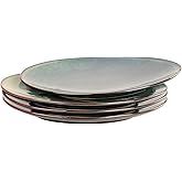LIUYWYHCF Ceramic Serving Platters - Set of 4 Platters for Entertaining, Modern Kitchen Dishes for Dinner, Fruit, Salad, Serving Trays, Curved Oval Plates 13.4 Inch