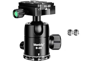 Manbily Professional Tripod Ball Head,Super Long Lens Does Not Easy Nod or Sag,Rotate 360 Degrees,Quick Release Plate and Lev