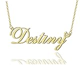 AOLO Destiny Heart Name Necklace 18k Gold Plated