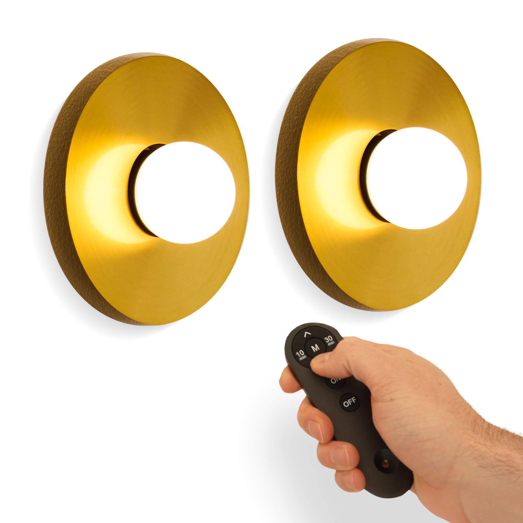 Photo 1 of Brass Wireless Battery Operated Wall Sconce Light (2 Pack)– Magnetic and Rechargeable Wall Lights with Remote – 10,000 mAh Battery, Lighting for Hallway, Dining, Living Room (Brass)