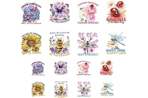 ANATTASOUL 16 Sheets Iron on Transfers for T-Shirts Insects and Flowers DTF Heat Transfers Ready to Press, Washable Vinyl Iro