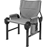 Disc-O-Bed Outfitter Disc-Chair, Steel Frame, Cup Holder, Carry Bag, Grey | Holds 500 lb, Zippered Mesh Side Pockets, Padded Armrests, Waterproof Seat Deck, Folds Flat for Storage