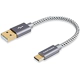 Short USB C Cable, CableCreation 0.5ft 6 inch USB C to A Cable Braided 3A Fast Charge, Compatible with MacBook Pro, Galaxy S2