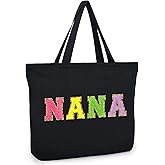 Aileam Grandma Tote Bag Mothers Day Gifts for Grandma Birthday Gigi Nana Bag Tote Best New Gift Canvas Shopping Bag