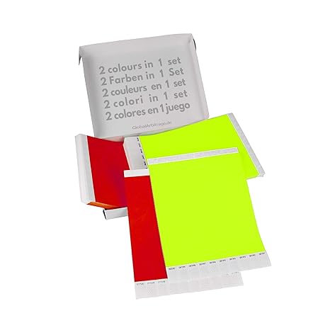 Gelb+Rot Vorteilspack: 2x500 Eintrittsbänder aus Tyvek zum selbst gestalten und bedrucken von GA Event Solutions - Party Einl