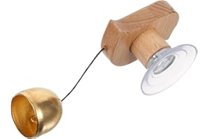 Wakauto Wooden Animal Shape Doorbell with Copper Chime Bell Suction Cup Mounted Wind Chime for Shop Office