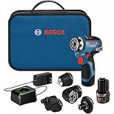 BOSCH GSR12V-300FCB22 12V Max Drill/Driver 5-In-1 Flexiclick System | Drill holes in tight spaces, cordless drills for driving screws, battery drill, (2) 2.0 Ah Batteries