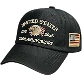 US 250th Anniversary Baseball Cap - Patriotic Eagle Embroidered Cap, Adjustable Cotton Baseball Cap for Both Men and Women