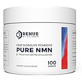 RENUE by Science NMN Powder | 100g Fast Dissolve Powder Supplement | 500mg Nicotinamide Mononucleotide per Serving | Manufactured in The USA Third-Party Tested