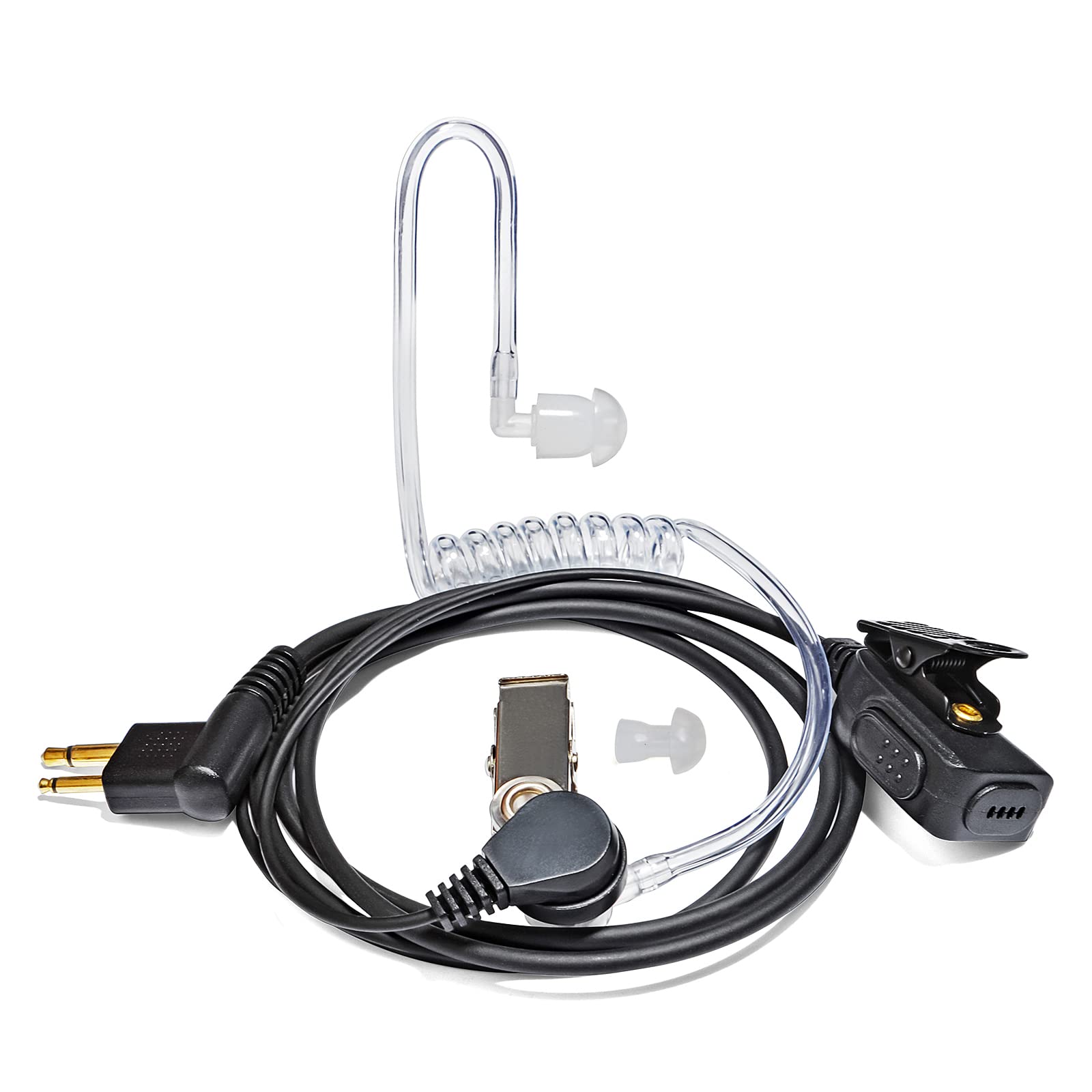 UAYESOK Surveillance Radio 2 Pin Earpiece, Acoustic Tube Covert Walkie Talkie Headset for Motorola CP040 DP1400 CP200 XT420 XT460 CLS1110 CLS1140 Hytera PD405 PD505 Security 2 Way Radio with PTT Mic