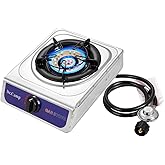 Dr.Camp 12000 BTU Single Auto Ignition Camping Garden Outdoor Camp Garden Hiking Fishing Propane Stove Cooker, Include CSA listed regulator and gas hose