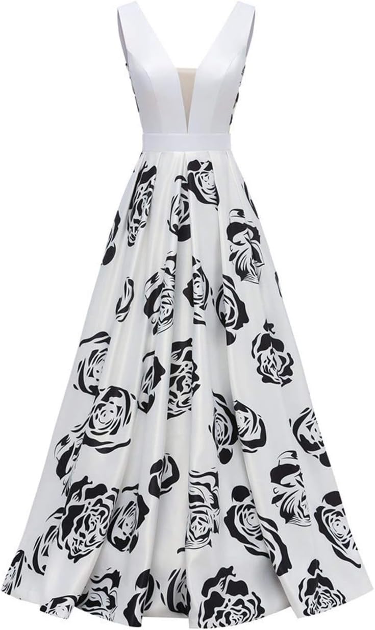 Dydsz Prom Dresses Long for Women Evening Party Dress with Pockets Floral Print D295