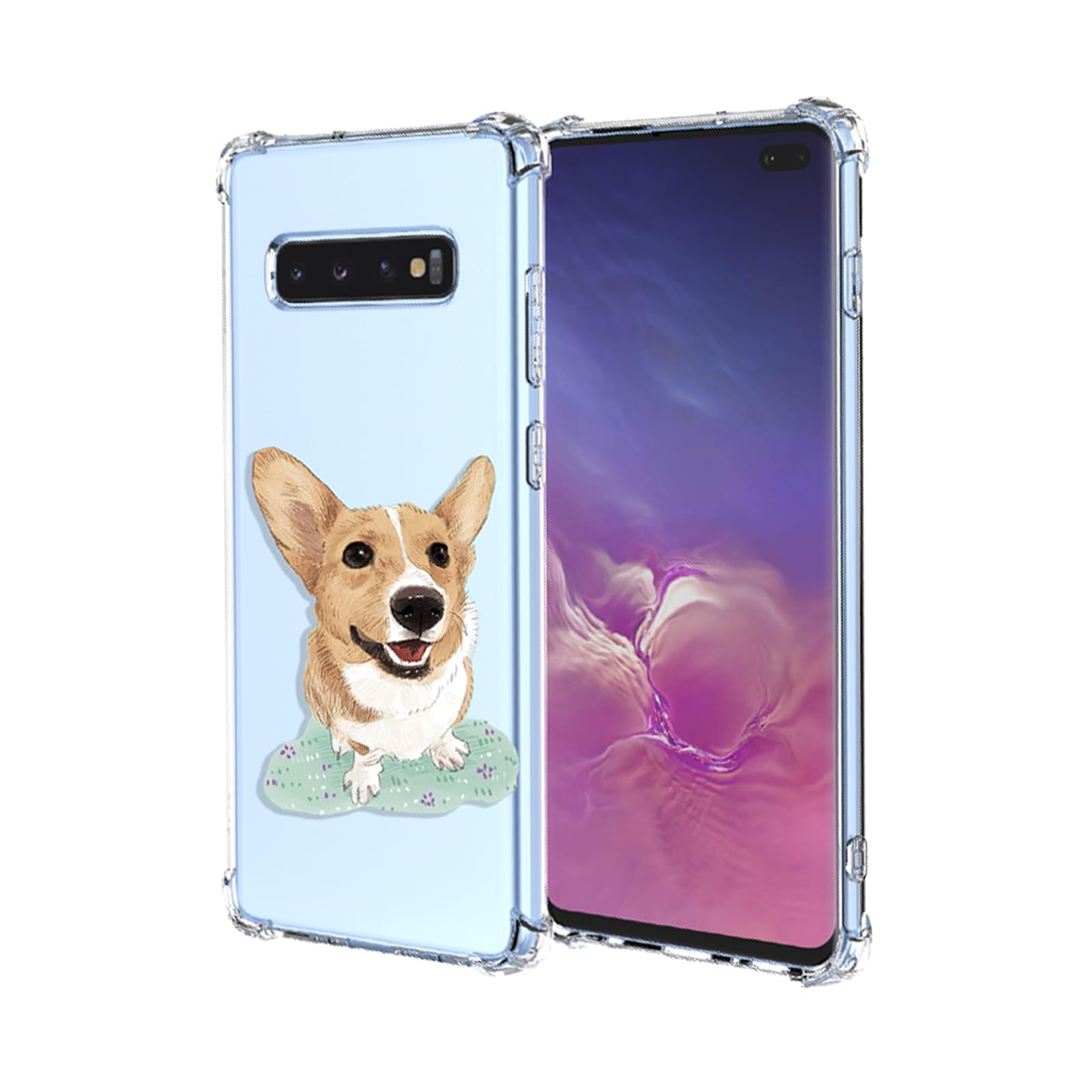 OEURVQO Case for Galaxy S10 Samsung S10 Clear Cute Dog Phone Case Soft TPU Shockproof Bumper Silicone Protective Phone Cover for Samsung Galaxy S10,Corgi Dog