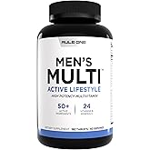 Rule1 Men's Multi - Men's Daily Vitamins, Essential Minerals, Superfoods, Digestive Enzymes, Amino Acids, and Antioxidants for Active Lifestyles and Wellness Support (180 Tablets, 60 Day Supply)