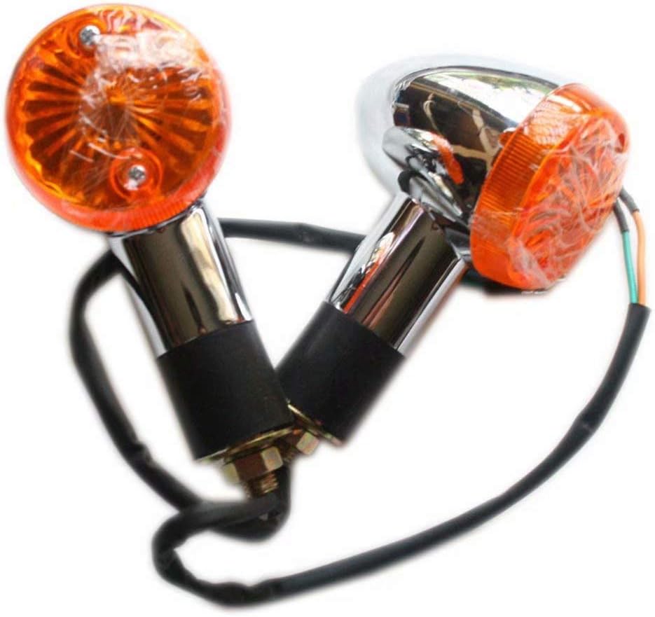 Motorcycle Turn Signal Lights Amber Chrome Bullet Front Rear Blinker Indicator Light For Honda Kawasaki Yamaha(Pack of 2）