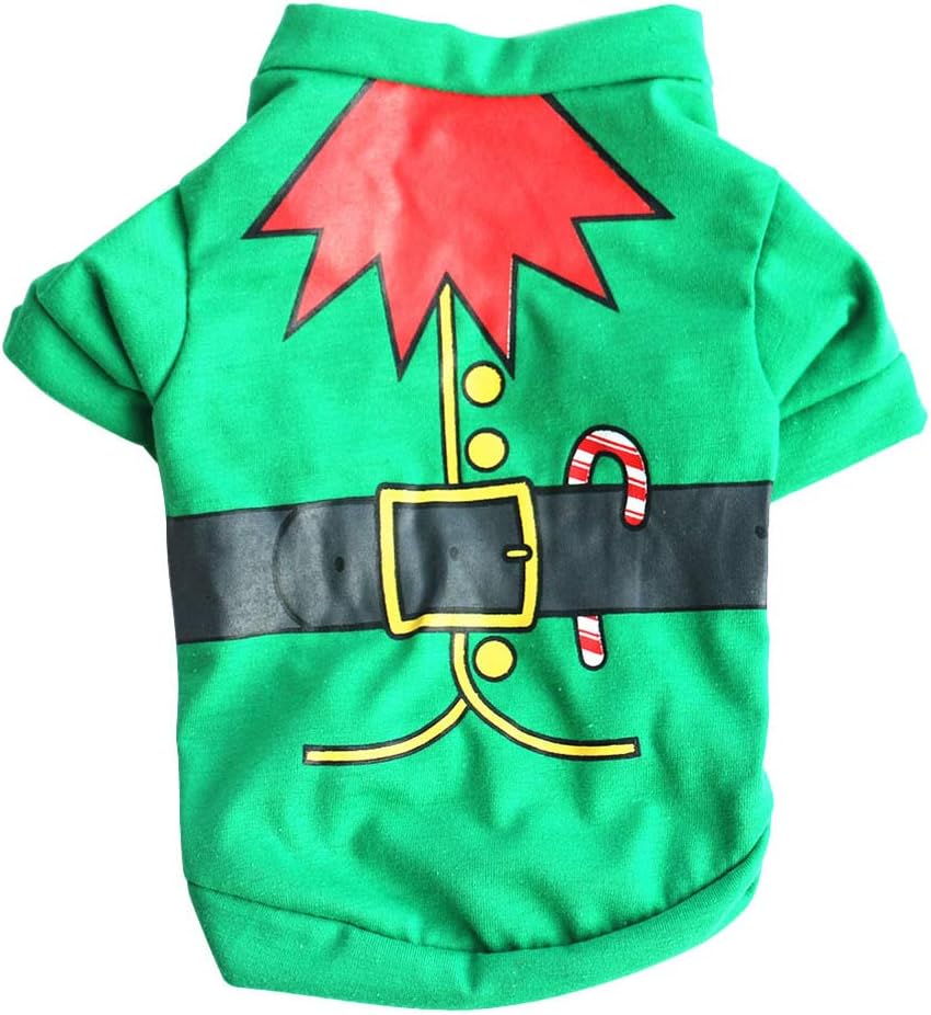 Balacoo Christmas Dog Costume Elf Pattern Pet Clothes Pet Warm Winter Clothes Xmas Outfits for Small Medium Dogs Cats Puppy Cosplay Size M