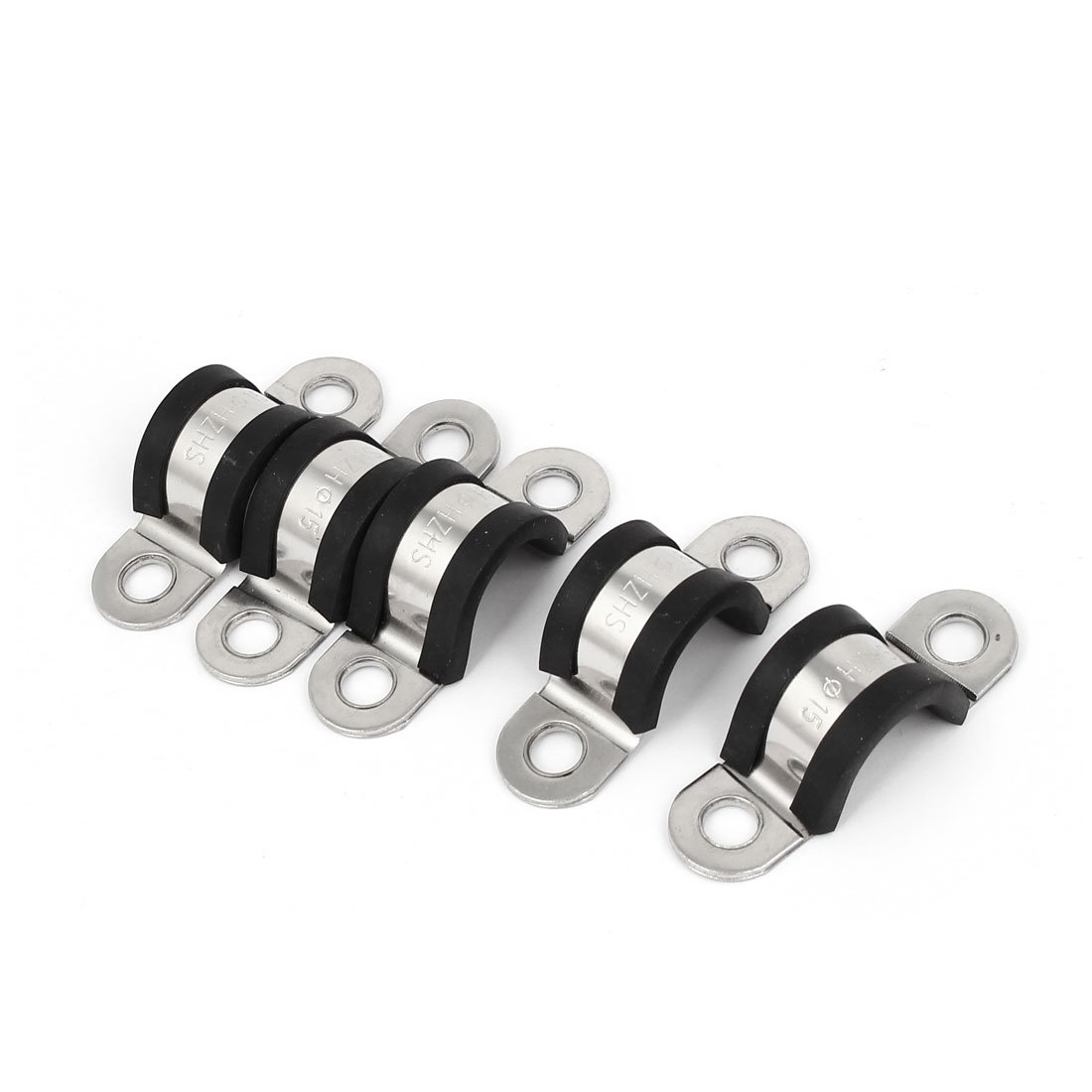 Sourcingmap 15mm U Clips EPDM Rubber Lined Mounting Brackets Clamps 5 Pcs