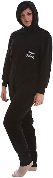 Funzee Erwachsenenstrampler 'Winter is Coming', wie Game of Thrones, Schlafanzug, Schlafoverall, Jumpsuit, Onesie, körpergröß