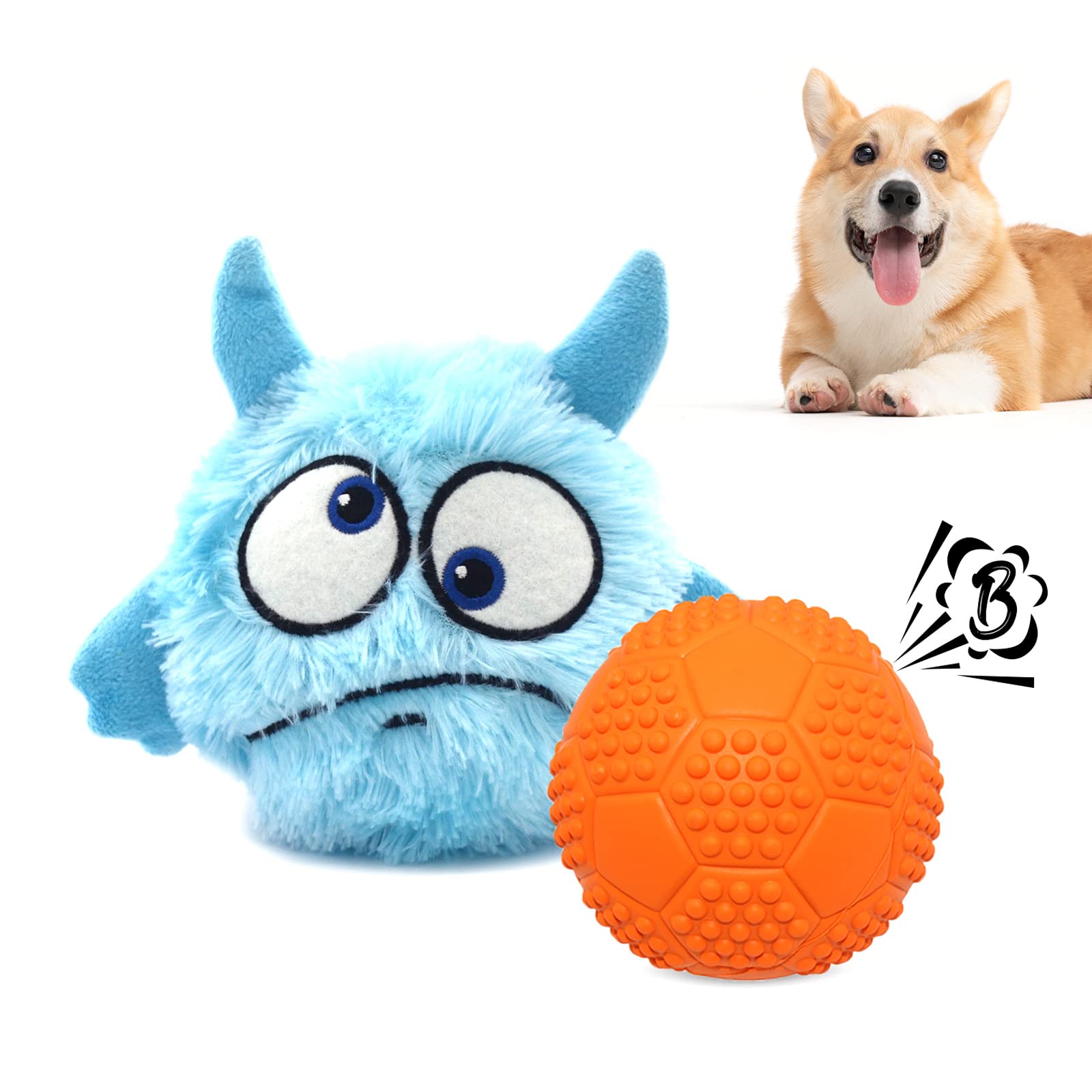 Namsan Dog Plush Toy with Dog Squeaky Ball Interactive Puppy Toys for Boredom Soft Durable Pet Toys for Small/Medium Dogs