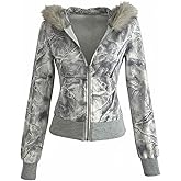 SOLY HUX Women's Camo Hoodie Zip Up Fuzzy Long Sleeve Hooded Sweatshirt Jacket Y2k Streetwear