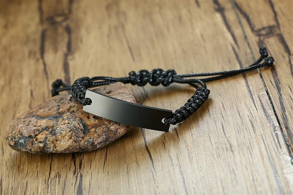 MEALGUET Stainless Steel Handmade Black Adjustable Cord Inspirational Courage Quote to My Son Bracelets to Boys, Birthday Graduation Gift Love Mom: Jewelry