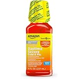 Amazon Basic Care Severe Daytime Cold & Flu, Maximum Strength Liquid Cold Medicine; Relieves Aches, Pain, Fever, Cough, Nasal