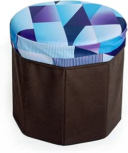 Amazon.com: [Geometric Art] Round Foldable Storage Ottoman / Storage