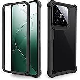 Asuwish Phone Case for Xiaomi 14 Cover Rugged Shockproof Hard Drop Proof Full Body Protective Heavy Duty Hybrid Mobile Dual Layer Slim Soft TPU Protection Cell Accessories Mi 14 5G Women Men Black
