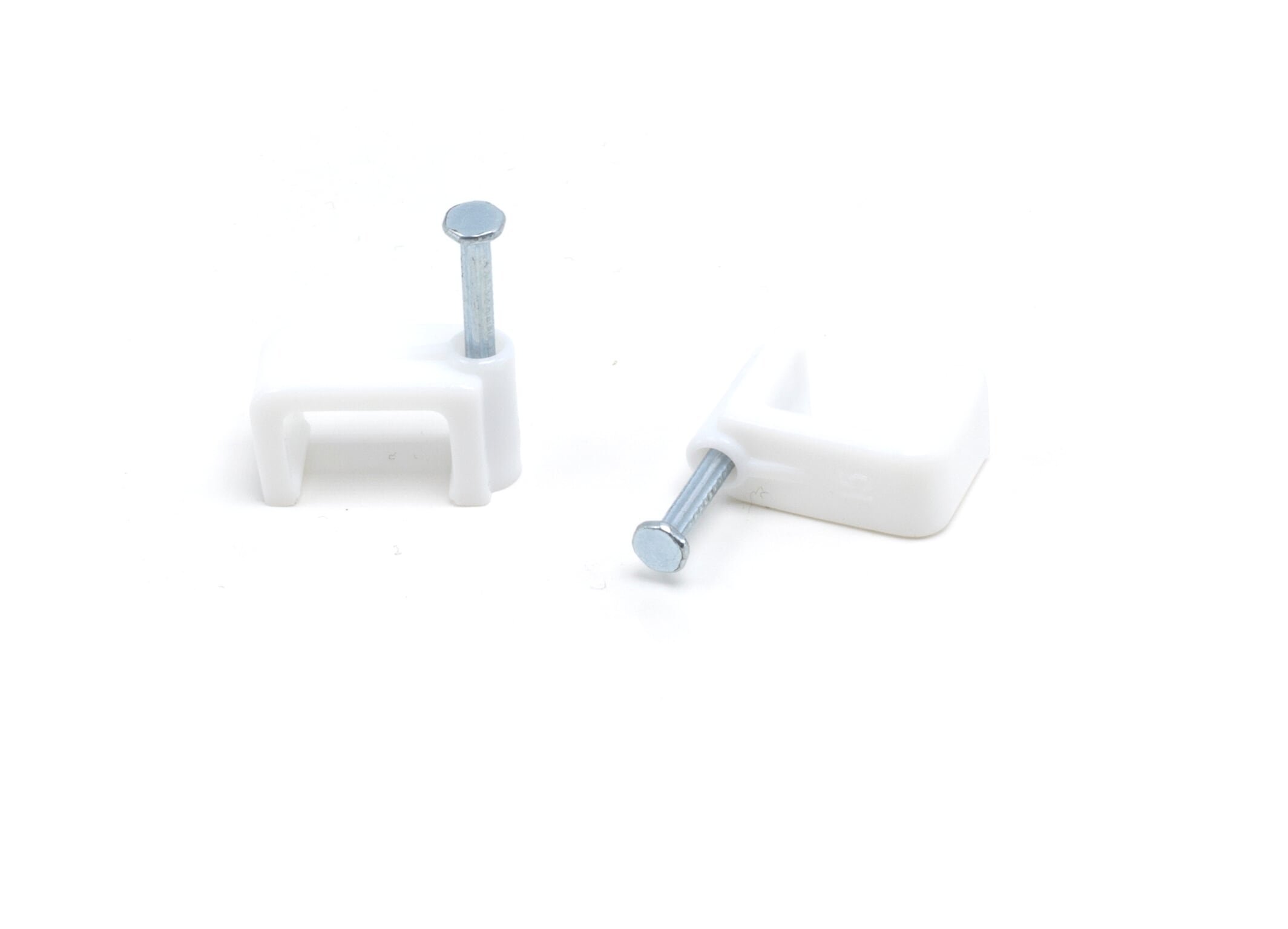 THE CIMPLE CO - Dual, Twin, or Siamese Coaxial Cable Clips, Cat6, Electrical Wire Cable Clip, 1/2 in Nail Clip and Fastener, White (50 Pieces per Bag)