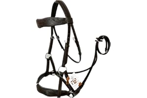AMAZING HORSE STUFF Sidepull Bitless Bridle with Designer Hand Carving On Brow & Noseband Curved Shaped Brown (Full, Cob, Pon