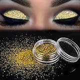 Sparkly Loose Powder EyeShadow, Keepfit Fashion Cosmetics Makeup Glitter Gold and Silver Eye Shadow Pigment for Women (Gold)