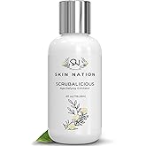 Skin Nation Scrubalicious Exfoliator, Gentle Face Scrub with Glycolic Acid, Jojoba Beads, Aloe Vera, Smooths Rough Skin, Hydrating Cleanser for Oily and Sensitive Skin, 4 oz