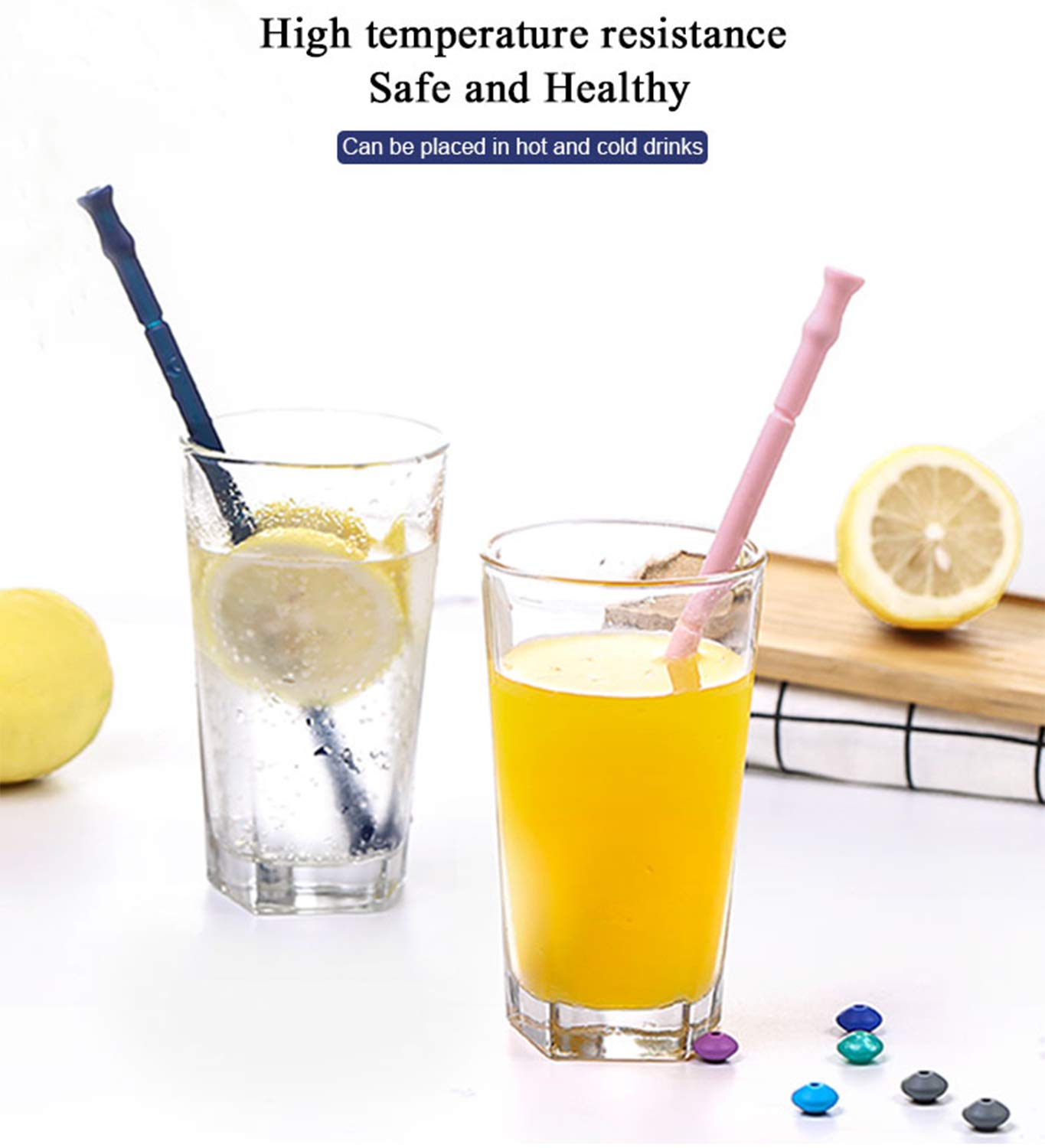 Collapsible Reusable Straws-RUCACIO Folding Drinking Straws Medical-Grade Food-Grade Reusable Drinking Straws Portable Straw with Hard Case Cleaning Brush(1 pack)