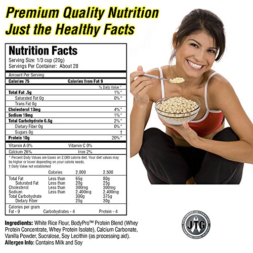 BodyCrunch Whey Protein Puffs, Best Tasting High Protein Cereal, Sweetened Vanilla Flavor, 10G