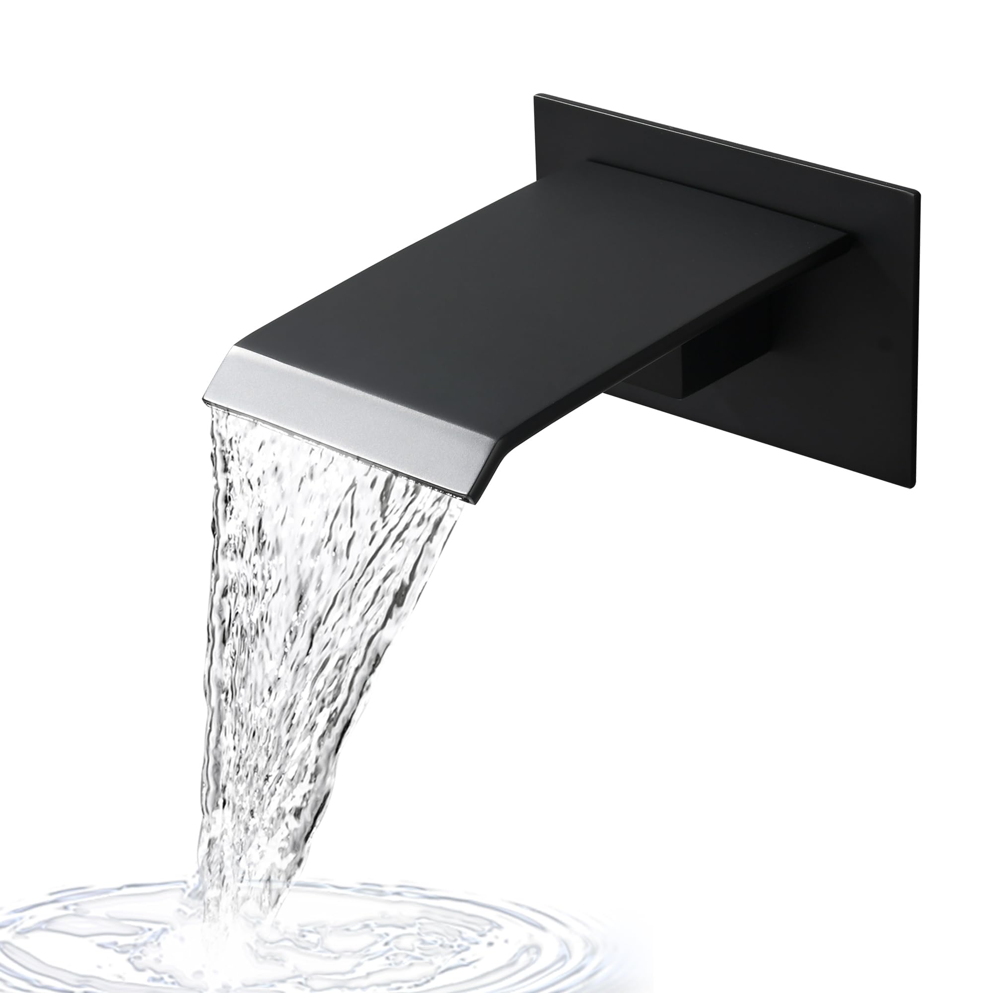 Photo 1 of BEIYI Waterfall Tub Faucet, Matte Black 304 Stainless Steel, Wall Mount, 4 Inch Bath Tub Spout, Fast Filling, Easy Installation
