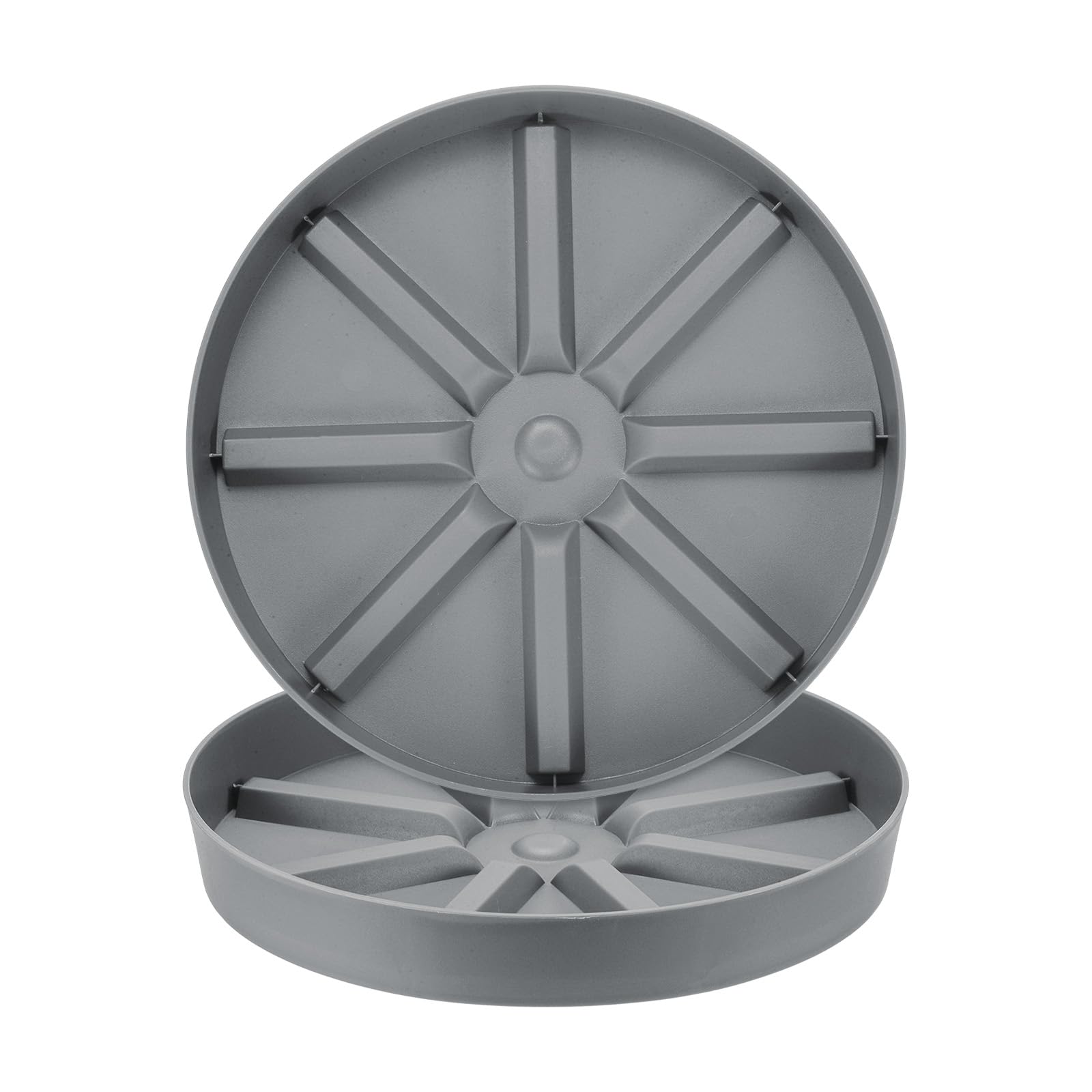 M METERXITY 2-Pack Plant Saucer, 10 Inch Flower Pot Saucers, Thicker Anti-Rot Root Plastic Plant Saucer for Indoor/Outdoor Potted Plant/Plant Water Catcher Tray [Grey]