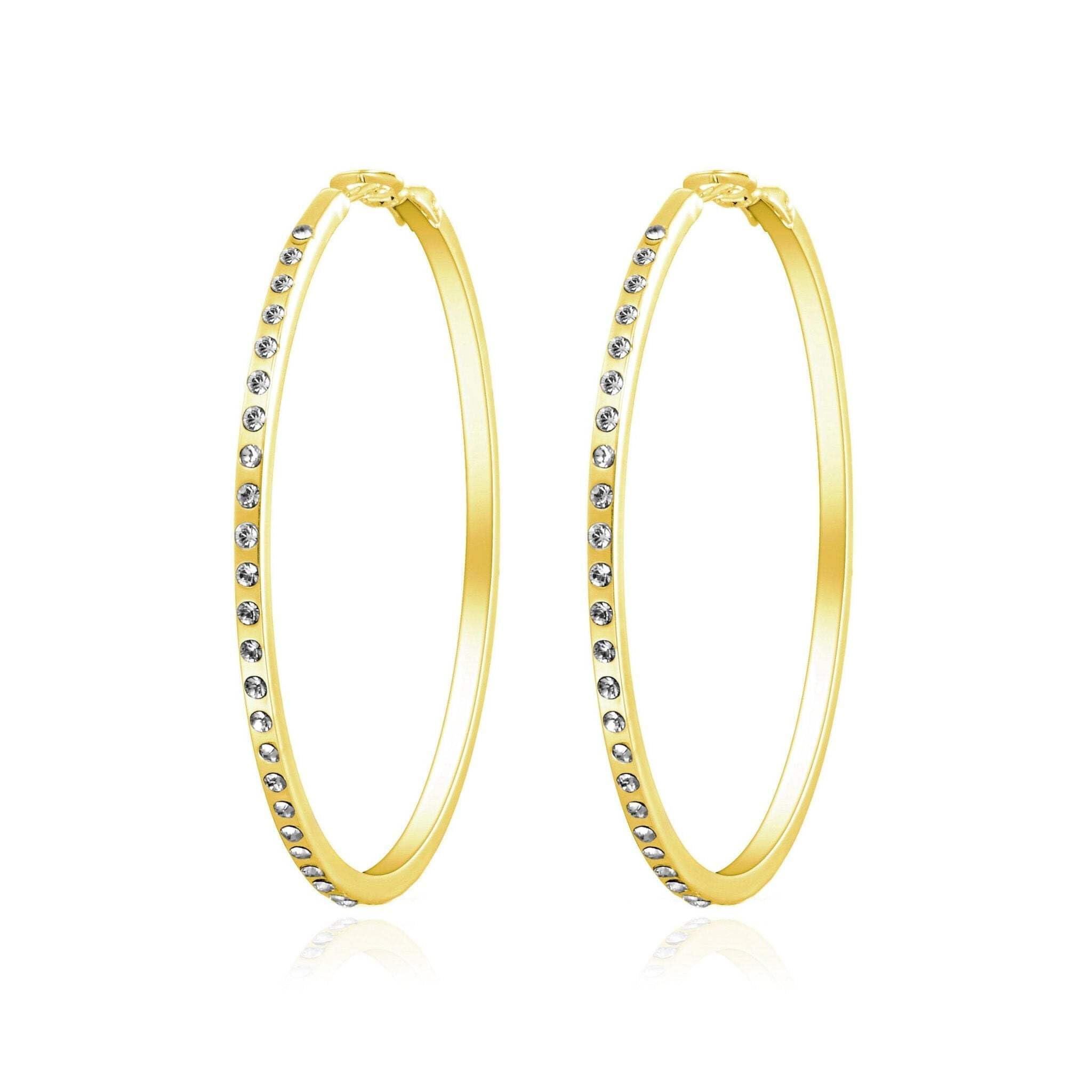 Philip Jones 18k Gold Plated 50mm Hoop Earrings Created with Zircondia® Crystals