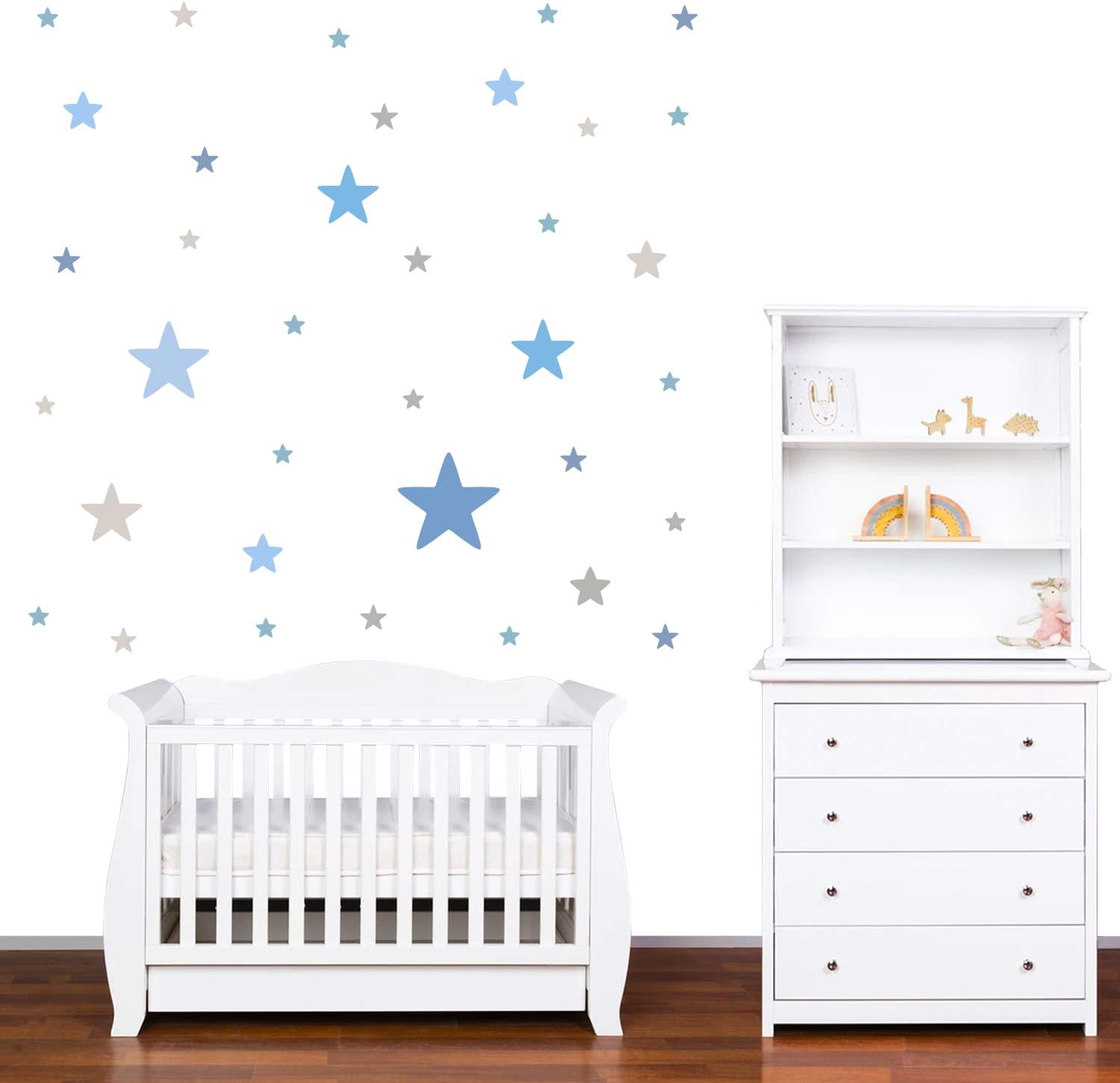 PREMYO Set of 36 Star Wall Stickers Kids - Nursery Decor Easy to Apply - Decals for Bedrooms for Boys Pastel Blue Grey - Image 5