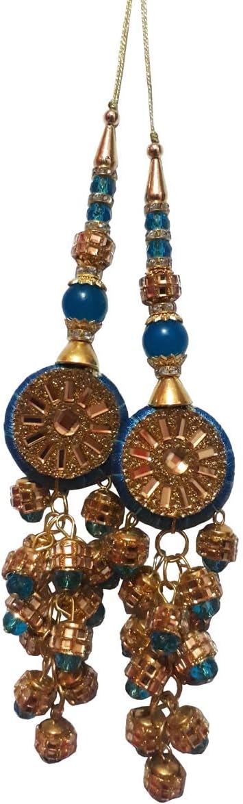 Indianbeautifulstore Bridal Blouse Accessories Cloth Tassels Beaded Latkans Dress Tassels Sewing Sari Dress Material Saree Latkans-Length 7.5 inches-Price for a Pair