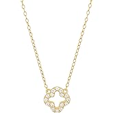 Amazon Essentials Sterling Silver or 14K Gold Over Silver Mini Clover Pendant Necklace, 16"