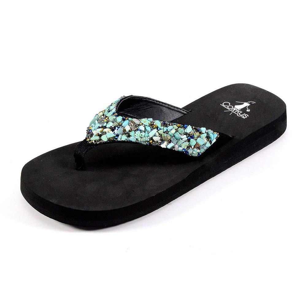 Buy Corkys Footwear Womens Ladies Ellen Flip Flops 10 Turquoise at