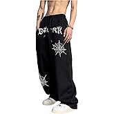 GORGLITTER Men's Y2K Graphic Baggy Sweatpants Drawstring Waist Wide Leg Jogger Pants Streetwear with Pockets