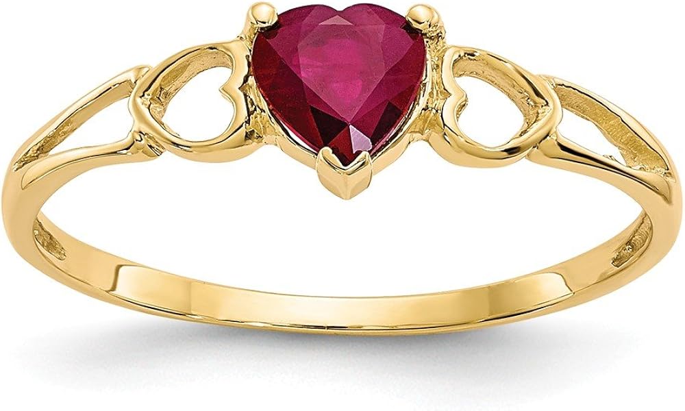 Amazon.com: 14k Ruby Birthstone Ring, Size: 7, 14 kt Yellow Gold: Jewelry