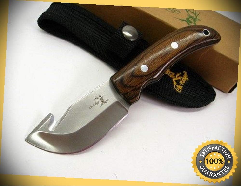 Woodgrain Guthook Hunter Hunting Skinner Sharp Knife with Sheath 108 perfect for outdoor camping hunting