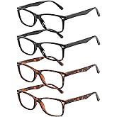 Przene Reading Glasses for Men Women Blue Light Blocking Readers Spring Hinges Lightweight Style Pack