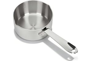 Butter Warmer Pot, 12oz (350ml) Dual-Spout 18/8 Stainless Steel Milk Frother & Mini Sauce Pan for Melting, Heating, Pouring C