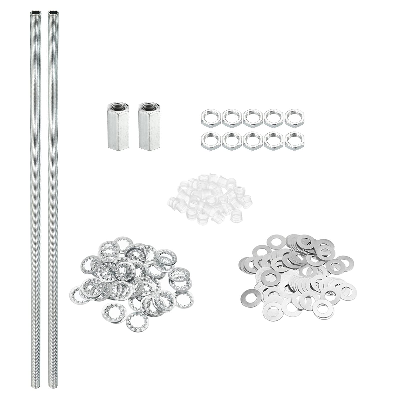 Photo 1 of PATIKIL M10 Thread 16.54" Lamp Pipe Kit with Lock Nuts Washers, Fasteners Assortment Hardware for Chandelier Ceiling Light DIY, Zinc Plating